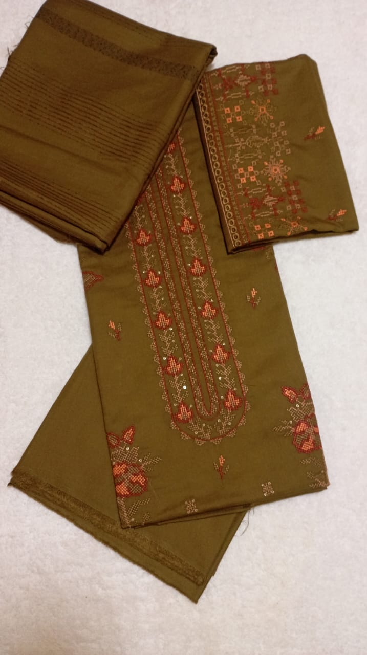 3 PIECE - EMBROIDERED DHANAK SUIT