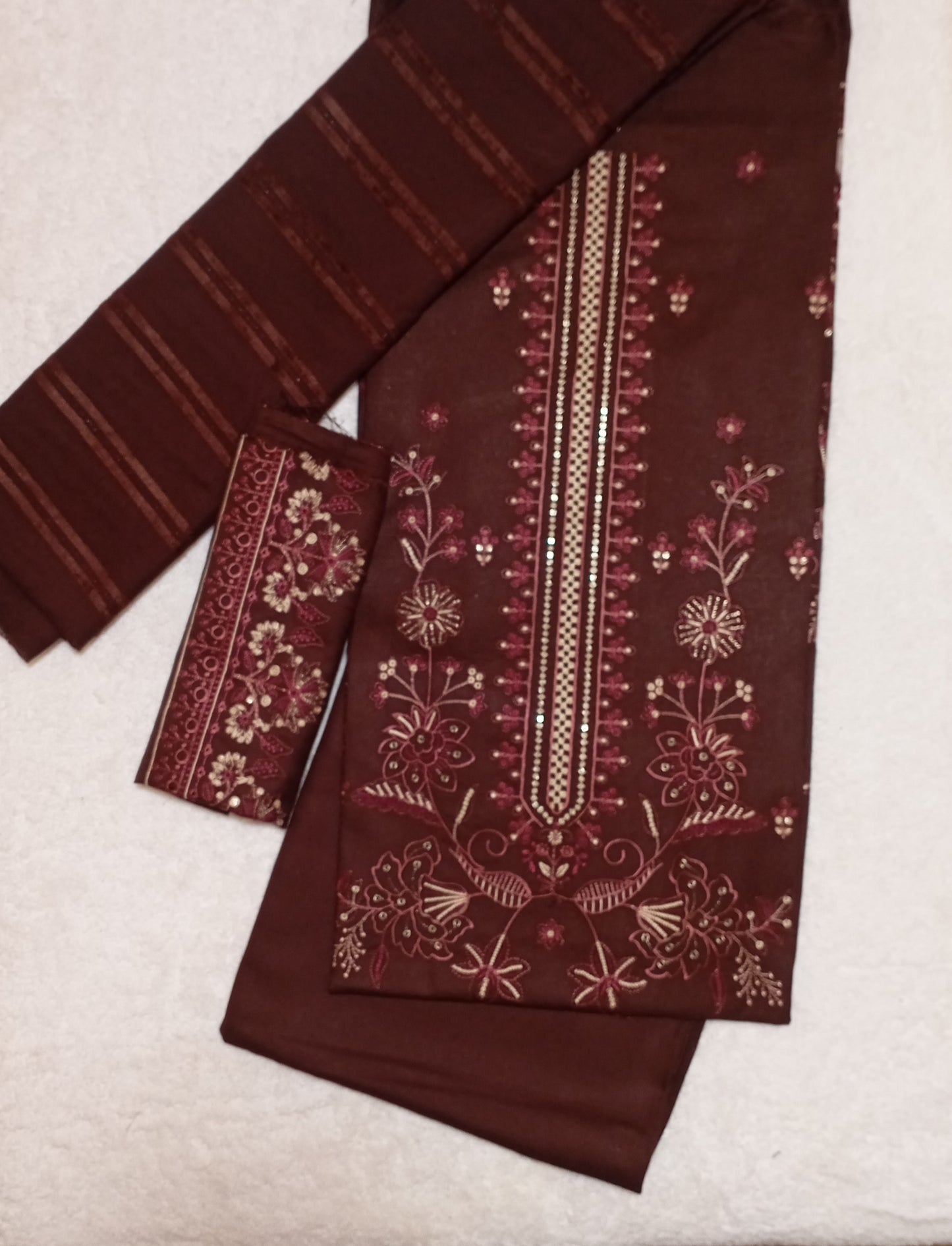 3 PIECE - EMBROIDERED DHANAK SUIT