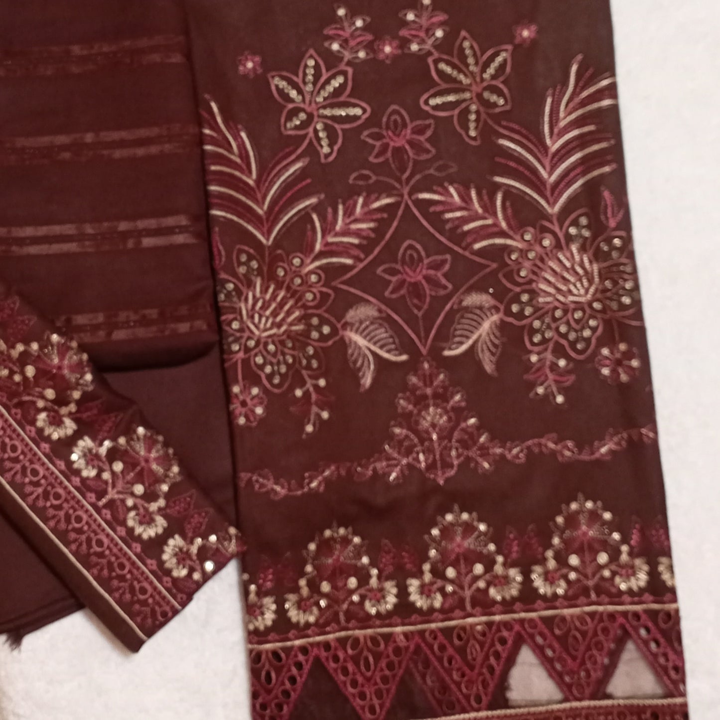 3 PIECE - EMBROIDERED DHANAK SUIT