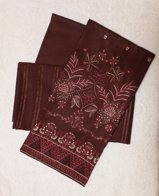 3 PIECE - EMBROIDERED DHANAK SUIT