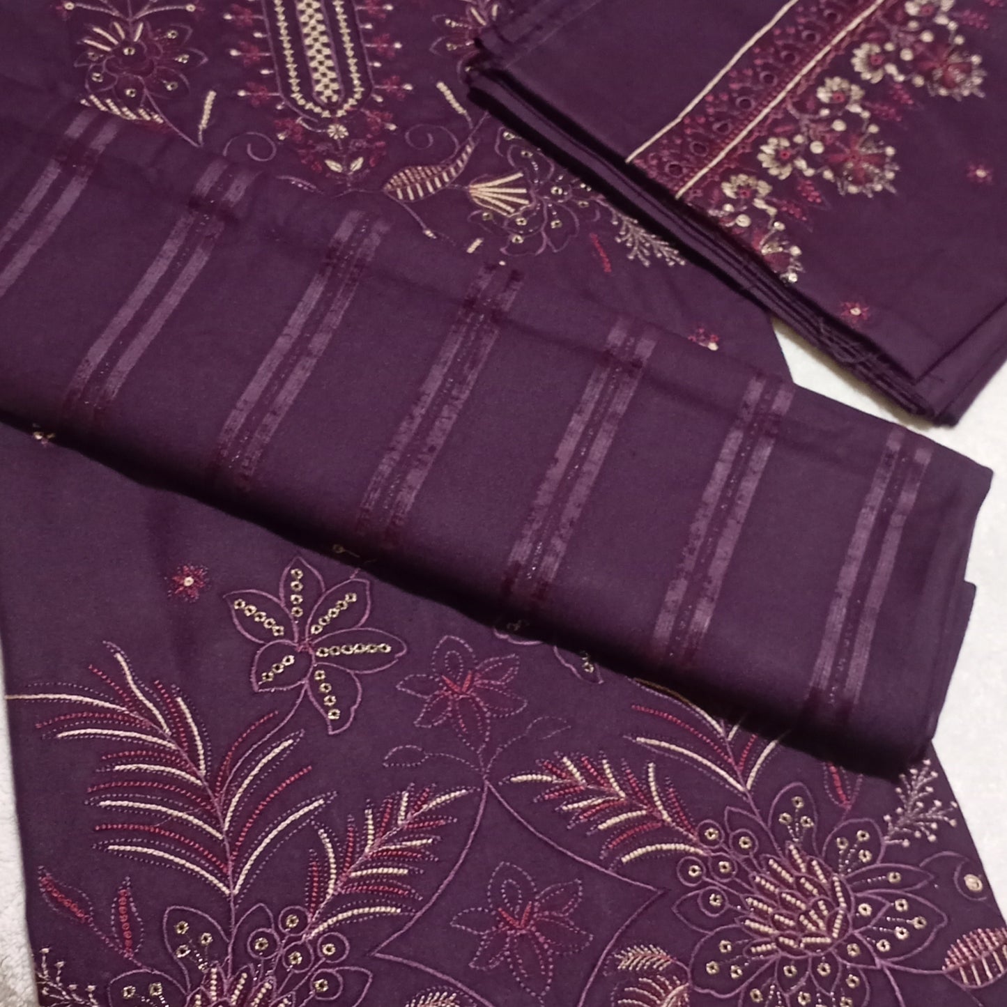 3 PIECE - EMBROIDERED DHANAK SUIT