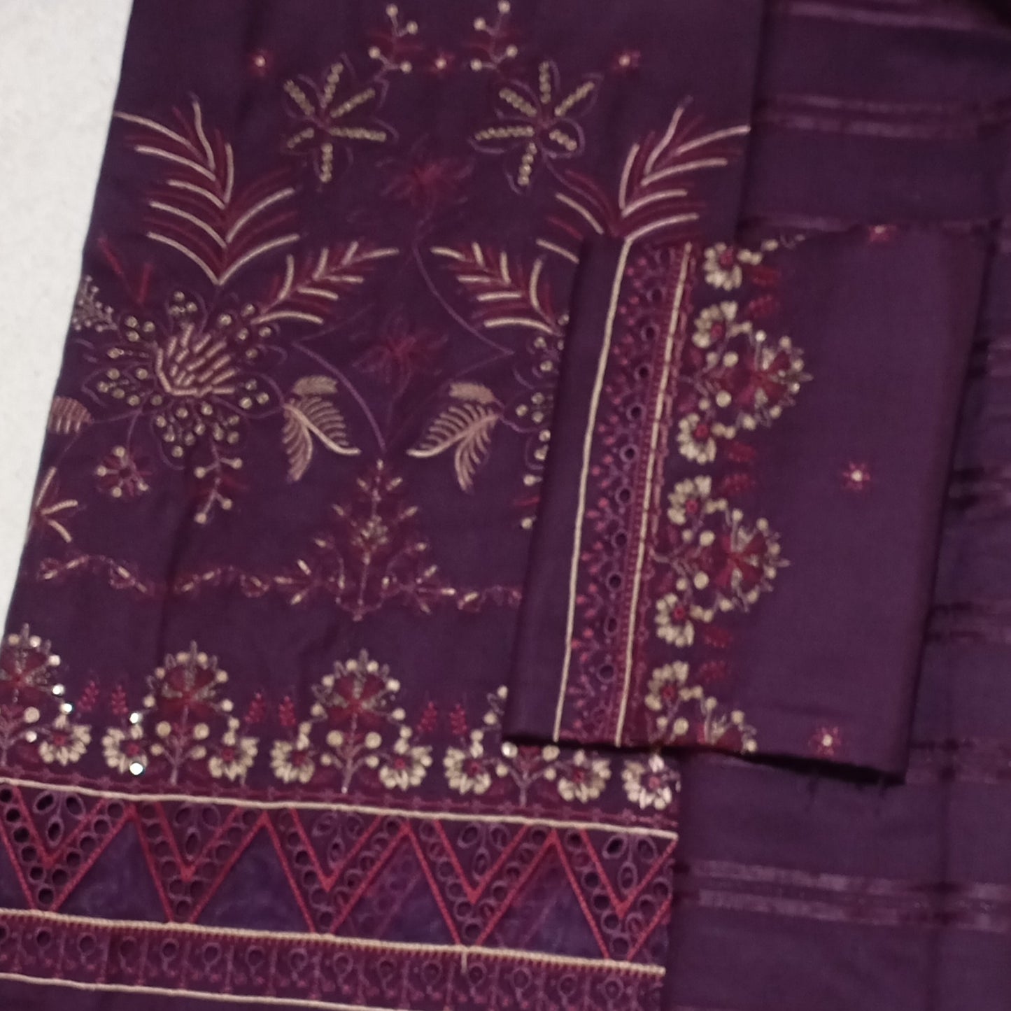 3 PIECE - EMBROIDERED DHANAK SUIT