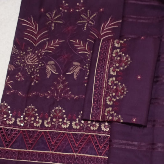 3 PIECE - EMBROIDERED DHANAK SUIT