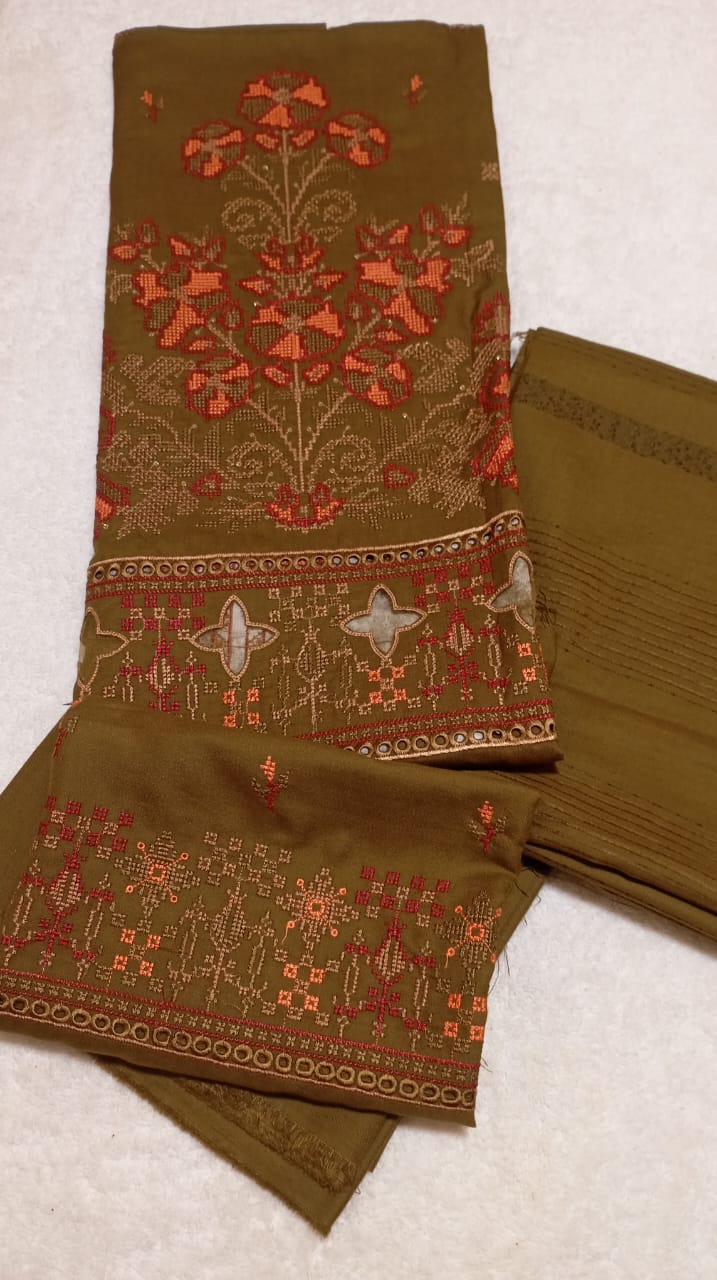 3 PIECE - EMBROIDERED DHANAK SUIT